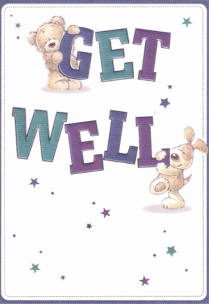 A sense of gentle encouragement fills this illustrated get well card, inspired by the warmth often exchanged amongst neighbours in Kensal Green. The design centres on two whimsical companions: a teddy bear with inviting, downy fur and a spirited puppy with velvety ears, their rounded bodies positioned amid bold, joyous letters shaded in layers of purple, indigo, and teal. Twinkling starbursts scatter around them, each evoking a fleeting wish-like the fleeting floral scents along Chamberlayne Road on a brisk afternoon. The sense of touch feels almost real, much like running fingers over the soft petals and greenery of a bespoke local bouquet. The composition's openness, with its crisp white field, breathes an airy freshness into the scene; a quality that gently brightens anyone's day and encourages recovery. There's an unspoken kindness woven into the card-a reminder of compassionate gestures, whether delivered with a thoughtful floral gift or a simple message of hope. Such warmth is what binds our Kensal Green community, making this card and the loving support it offers feel truly heartfelt.