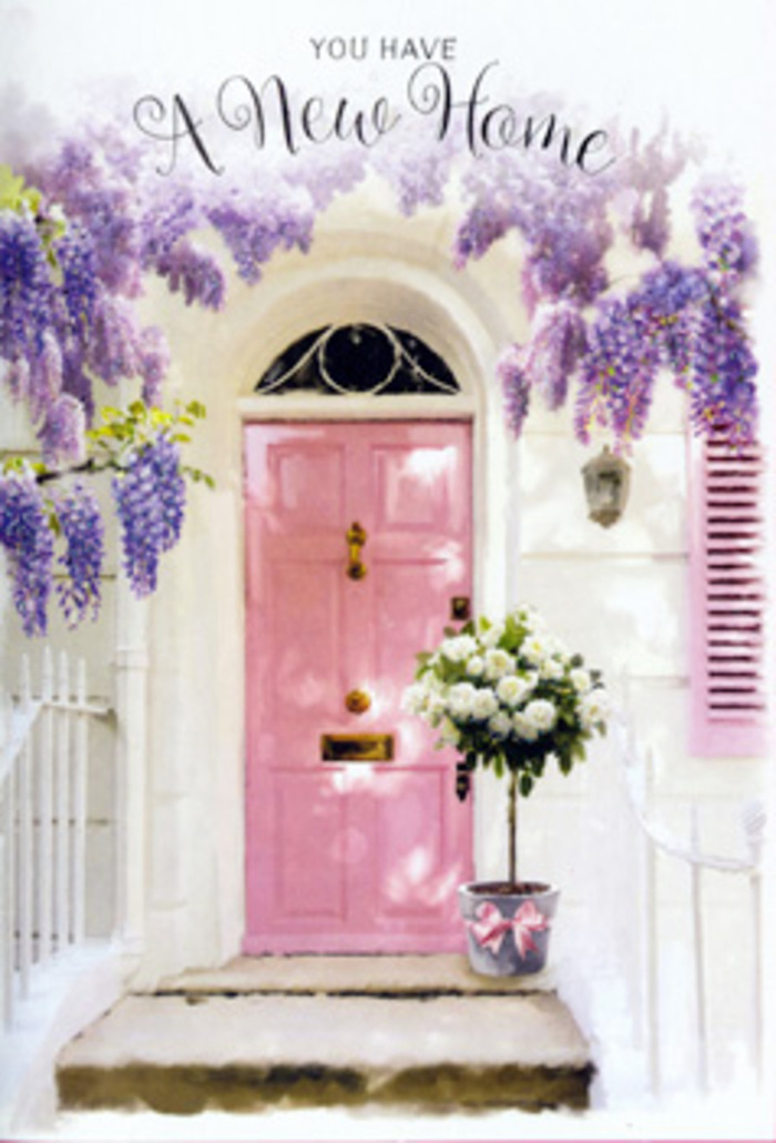 Standing before this lovingly styled entrance, you can almost imagine a new family stepping into their Kensal Green home for the very first time. A beautifully painted pink door takes centre stage, its soft pastel tone reminiscent of the pretty façades you might glimpse along the quieter residential lanes near Chamberlayne Road. The wood is finished with a gentle, chalky texture that diffuses the light, making the door glow rather than shine. Above and around it, wisteria spills in lavish drapes of lavender and lilac, each strand heavy with blossoms that cluster like miniature grape bunches. The petals appear velvety and delicately shaded, creating a canopy that frames the doorway with natural romance. The whitewashed walls and a softly painted shutter reflect the day's light in a calm, muted way, as though the whole entrance has been washed in a filter of early evening sunshine. At the doorstep, a generous floral arrangement lends the final, heartfelt note: a tin-style bucket, thoughtfully placed just in front of the door, brimming with creamy white roses. Their rounded, layered petals are fully open, suggesting peak freshness, and interspersed with cool green foliage that adds depth and movement. A satin pink bow wraps around the bucket's base, knotted with care, its colour perfectly echoing the door and pulling the palette into a harmonious whole. The scene feels like a captured moment from a same-day flower delivery in Kensal Green-a gift for new homeowners, or perhaps a surprise from a close friend wishing them comfort, security, and a future filled with shared meals, conversations, and laughter behind that pink door.