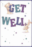 This get well card bursts with cheer and tender optimism, much like a spring bouquet welcomed on a doorstep in Kensal Green. The artwork leaps off the card: a cuddly teddy bear and an exuberant puppy seem to lift and support the colourful 'Get Well' lettering, their fur so meticulously drawn that you can almost imagine sinking your hands into it for comfort. The text's rich hues of indigo and teal contrast softly against the cream-white background, glowing serenely as a promise of better days. Across the card, a constellation of stars in blues and purples lends an air of whimsical encouragement-its effect reminiscent of sharing warm wishes on a walk through nearby Paddington Cemetery or along local garden paths. Designed with the same attentive care as a floral arrangement from Flower Delivery Kensal Green, this card channels hope, light, and comfort, wrapping the recipient in assurance and kindness whether they're resting at home or recovering nearby.